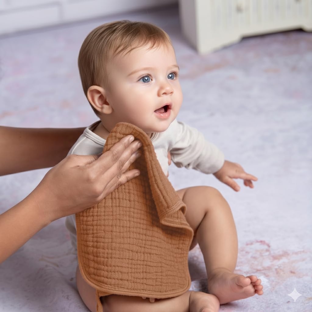 Muslin Burp Cloths, 20"x10"- Pack of 8, 6 Layers Super Soft Absorbent & Breathable 100% Cotton for Baby Drool and Messes, Burp Cloth Baby Boy and Burp Cloths Baby Girl - Image 6