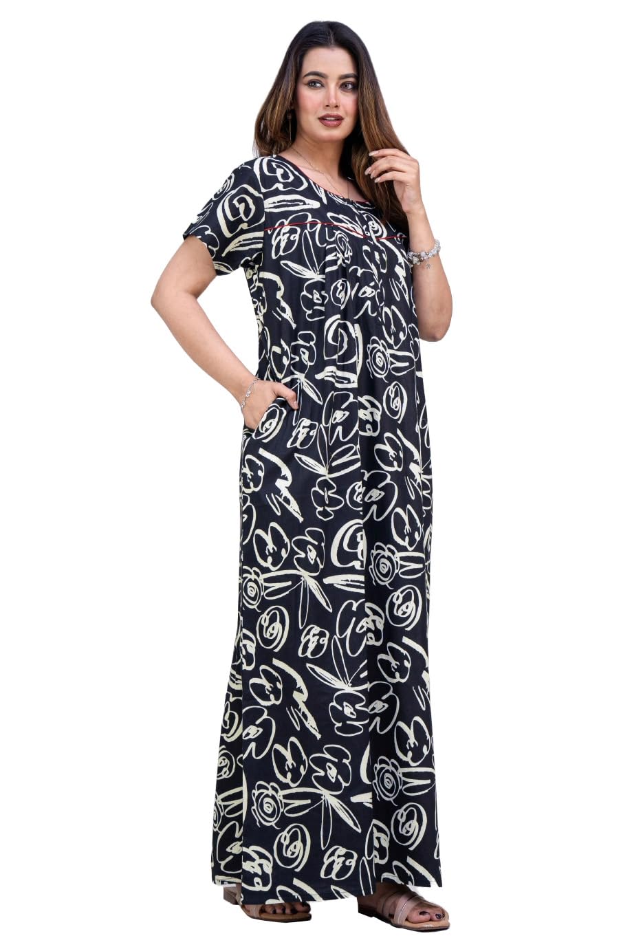 urali Women's Printed 100% Cotton Night Gown-picture-18
