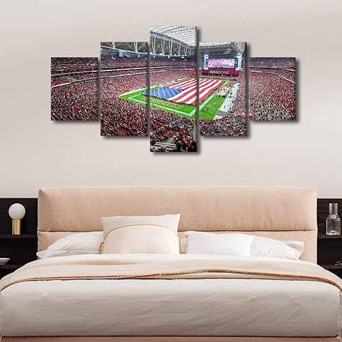 Vista 282 de Cuadros de estadios deportivos de fútbol americano de Minnesota, cuadros de vikingos, 5 paneles, lienzo para pared, arte de pared del estadio