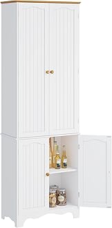Function Home 72" Kitchen Pantry Cabinet, Freestanding Storage Cabinets, Tall Food Pantry with Doors and Adjustable Shelves, Utility Floor Cabinet for Kitchen Dining Room Living Room, White