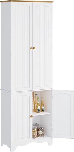 Miniatura 19 de Function Home Armario de almacenamiento alto para baño, despensa de cocina delgada de 64 pulgadas con almacenamiento de puerta, armarios 64" Blanco
