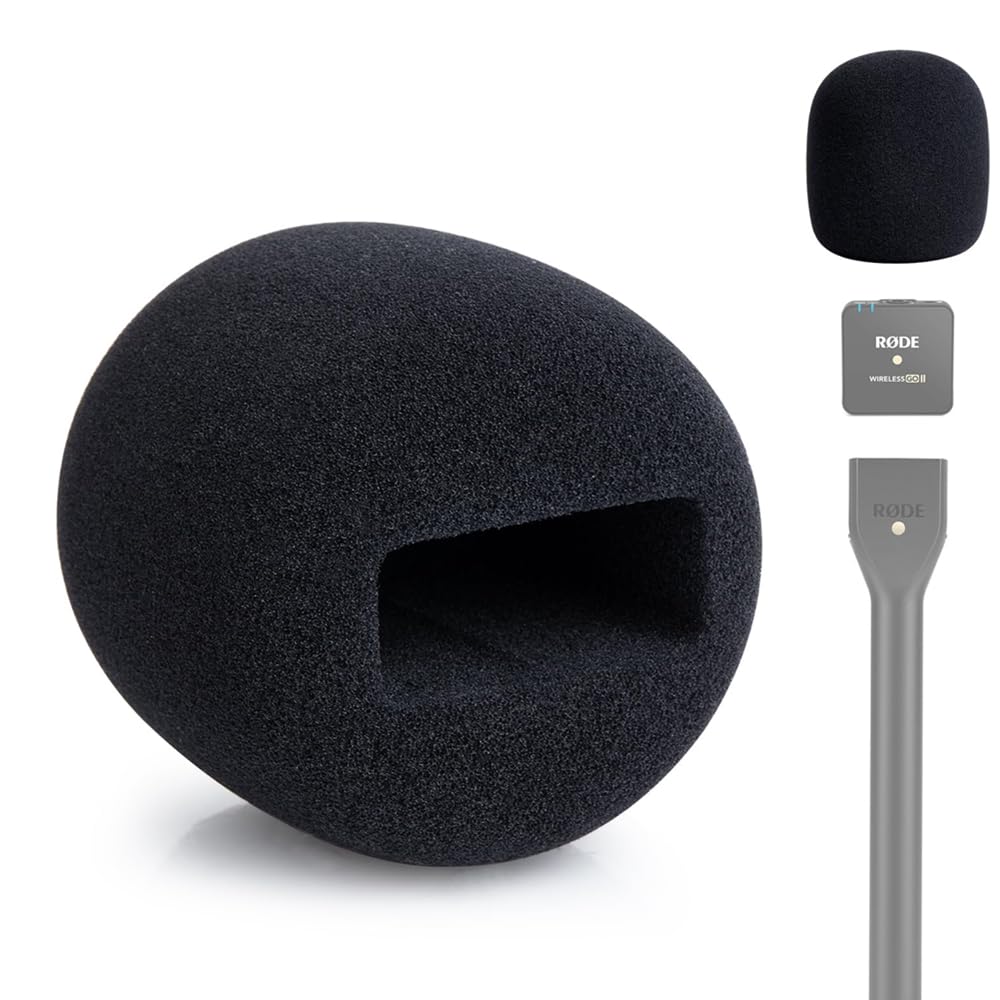 Saidbuds Microphone Foam Windscreens Sponge Covers for DJI Mic 2, Rode Wireless GO II, Wireless (Black) - Image 2