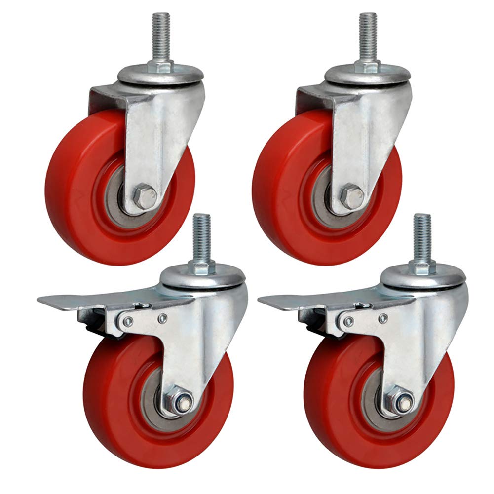 Roulettes robustes filetées M12 pivotantes universelles 125 mm charge 400 kg