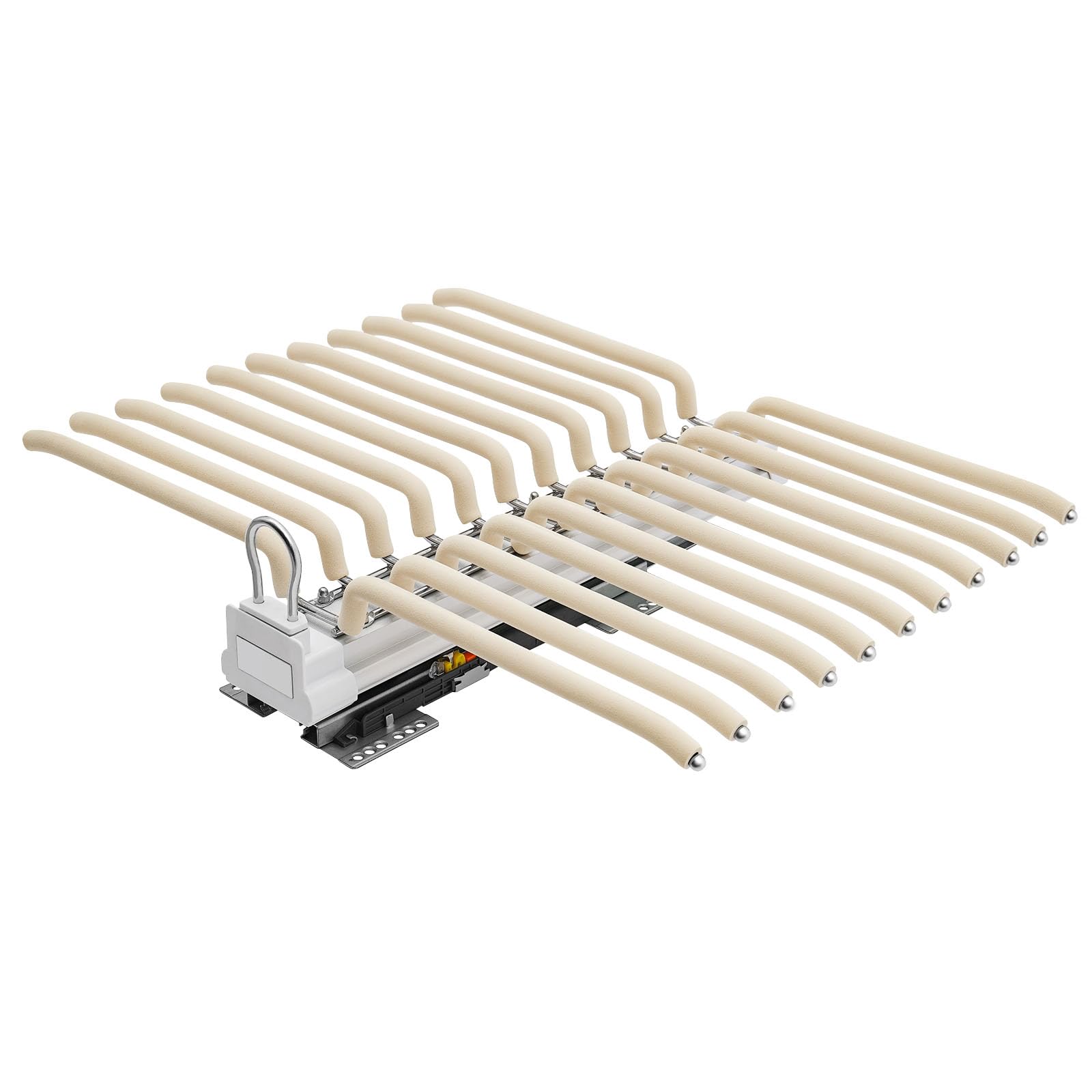 Percha extensible de dos filas para pantalones, 22 brazos, para pantalones, ahorra espacio, con revestimiento antideslizante flocado, organizador de armario