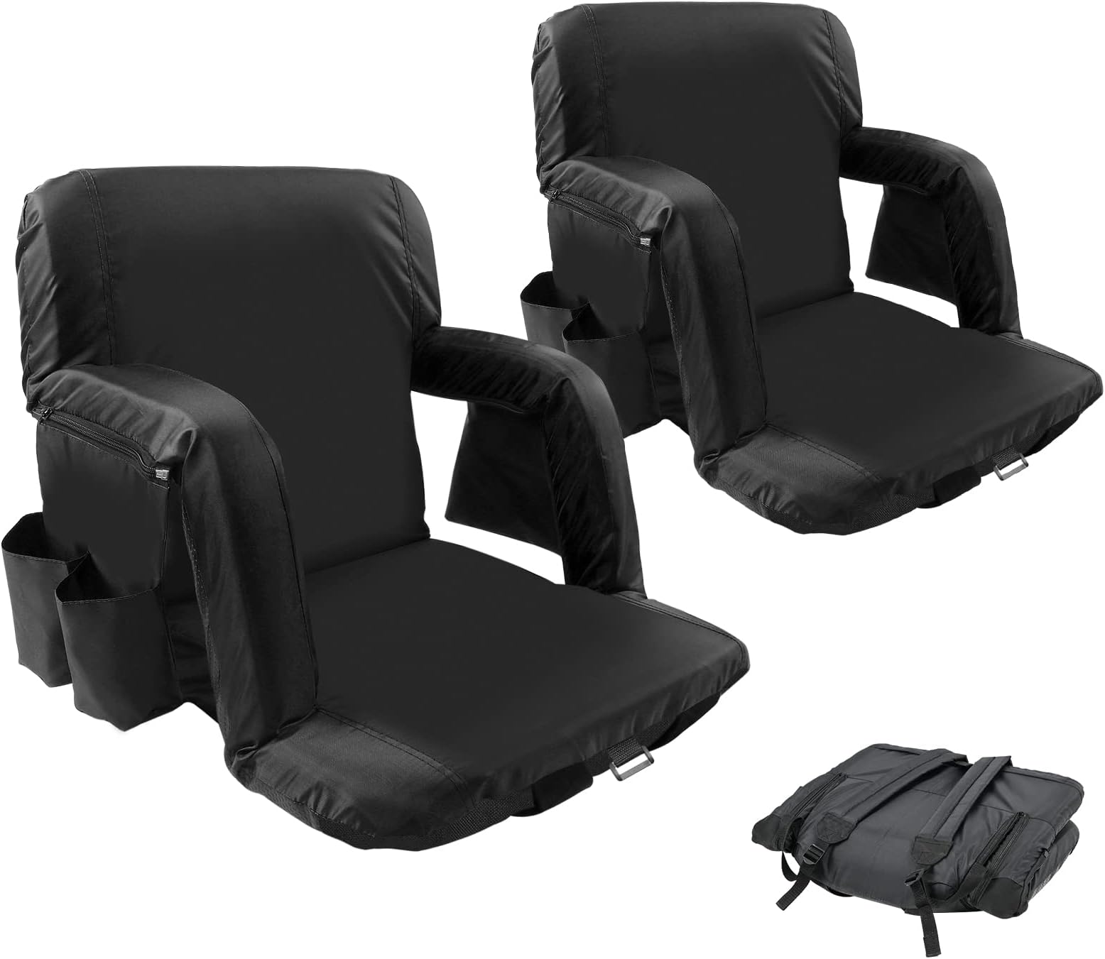 NAIZEA Reclining Stadium Seat for Bleachers with Back Support 21" Wide Cushion, 2 Pack Folding Bleacher Seat Bleacher Chair, Foldable Stadium Chair Camping Chair for Outdoor Sport Events
