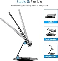 Vista 3 de Swivel Tablet Stand, Aluminum Portable 360°Rotating Adjustable Tablet Holder for All 4-12.9’’ iPad Surface Samsung Phone Tablet Kindle E-Reader and