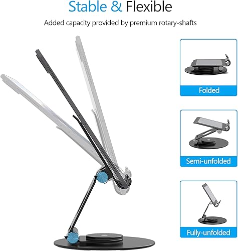 Miniatura 3 de Soporte giratorio para tableta, soporte portátil de aluminio giratorio de 360 para todas las superficies de iPad de 4 a 12.9 pulgadas, Samsung,