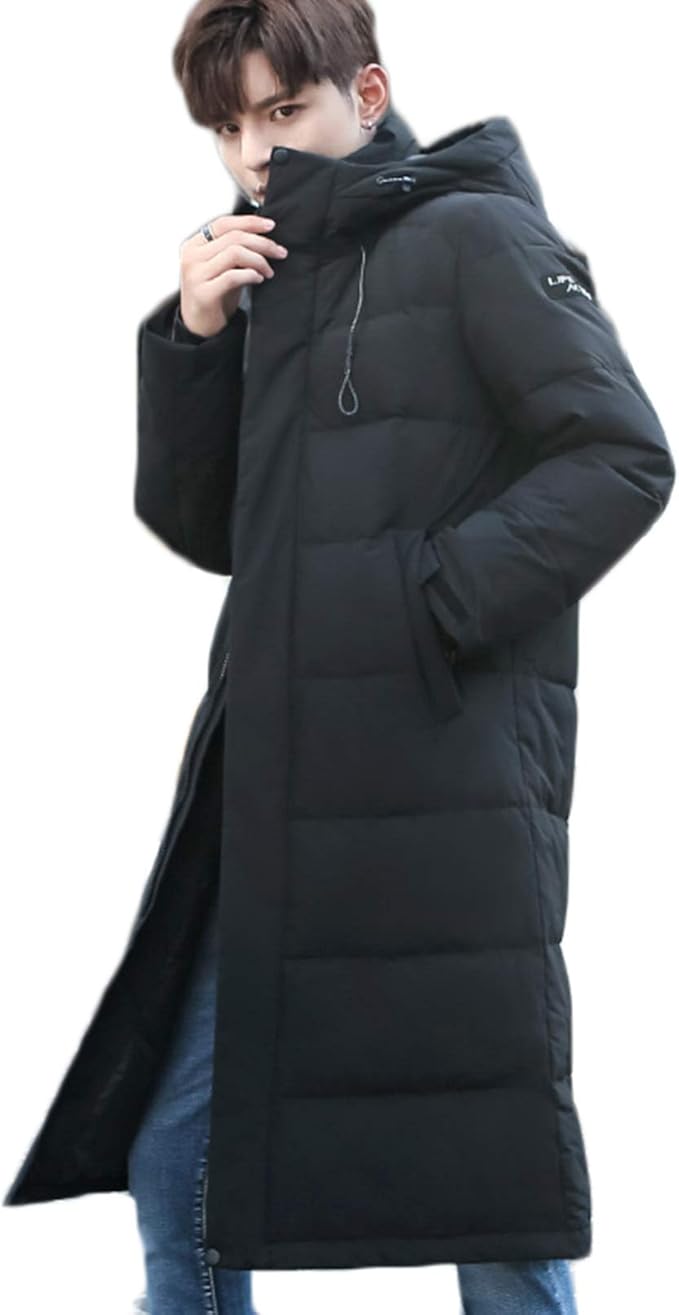 Amazon ダウンジャケット メンズ ロング丈 ダウンコート 厚手 冬 無地 フード付き 立ち襟 防風 保温性 綿入り ダウン 中綿ジャケット 秋冬 シンプル 男性用 スリム おしゃれ かっこいい 普段使い アウトドア キャンプ デート ウォーキング 白 黒 紺 コート ジャケット