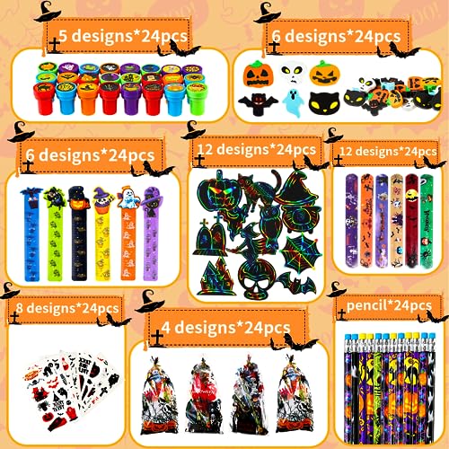 SHODMI 192Pcs Halloween Favors Stationery Gift Set, Trick or Treat Gifts for Kids, Halloween Party Favors for Kids Classroom Prizes Bulk Halloween School Supplies Goodie Bag Stuffers Fillers - image 2