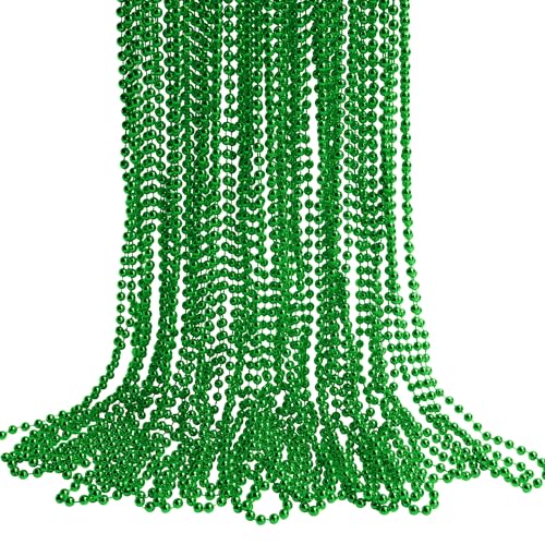 30 Pack Mardi Gras Beads Necklaces Bulk Mardi Gras St Patricks Day Accessories Green Beads Necklace Party Favors St Patricks Day Necklaces Party Supplies Mardi Gras Decor for Party School Event Home