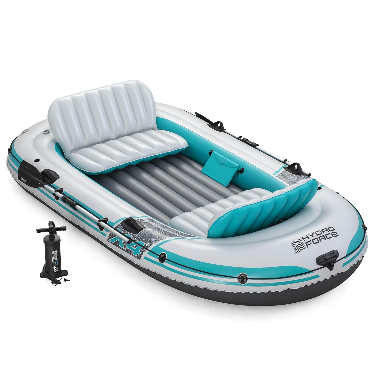 Bateau Gonflable Gris Blanc 3,15 x 1,65 m PVC Robuste avec rames en Aluminium, Pompe à Main, Sac de Transport, Supports de Canne, œillets de Moteur, capacité 500 kg