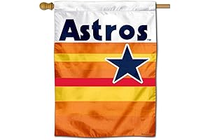 WinCraft Houston Astros Throwback Vintage Retro Double Sided House Flag with Pole Stand Mount Bracket