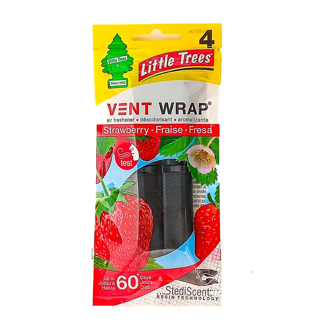 LITTLE TREES Vent Wrap | Car Air Freshener Car Scent | Long Lasting Fragrance | Strawberry Vent Wrap Car Freshner Pack of 1-image-1