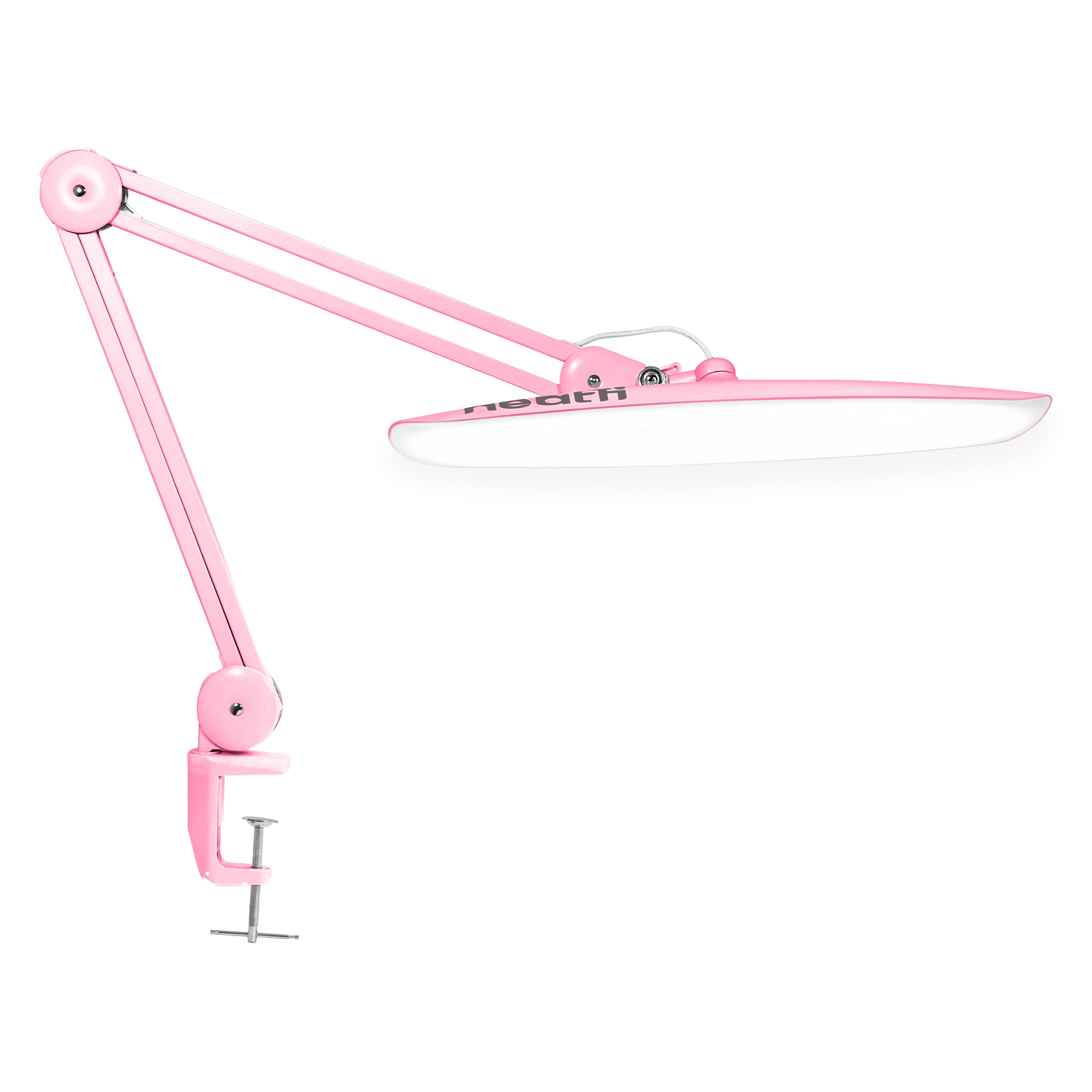 – Neatfi XL Nail Desk Lamp with Clamp, 2200 Lumens, 50cm Wide Head, Dimmable 4 Levels, 6500K, LED Task Light for Manicure Table, Crafts, Workbench, Office (Non-CCT with Clamp, Pink)