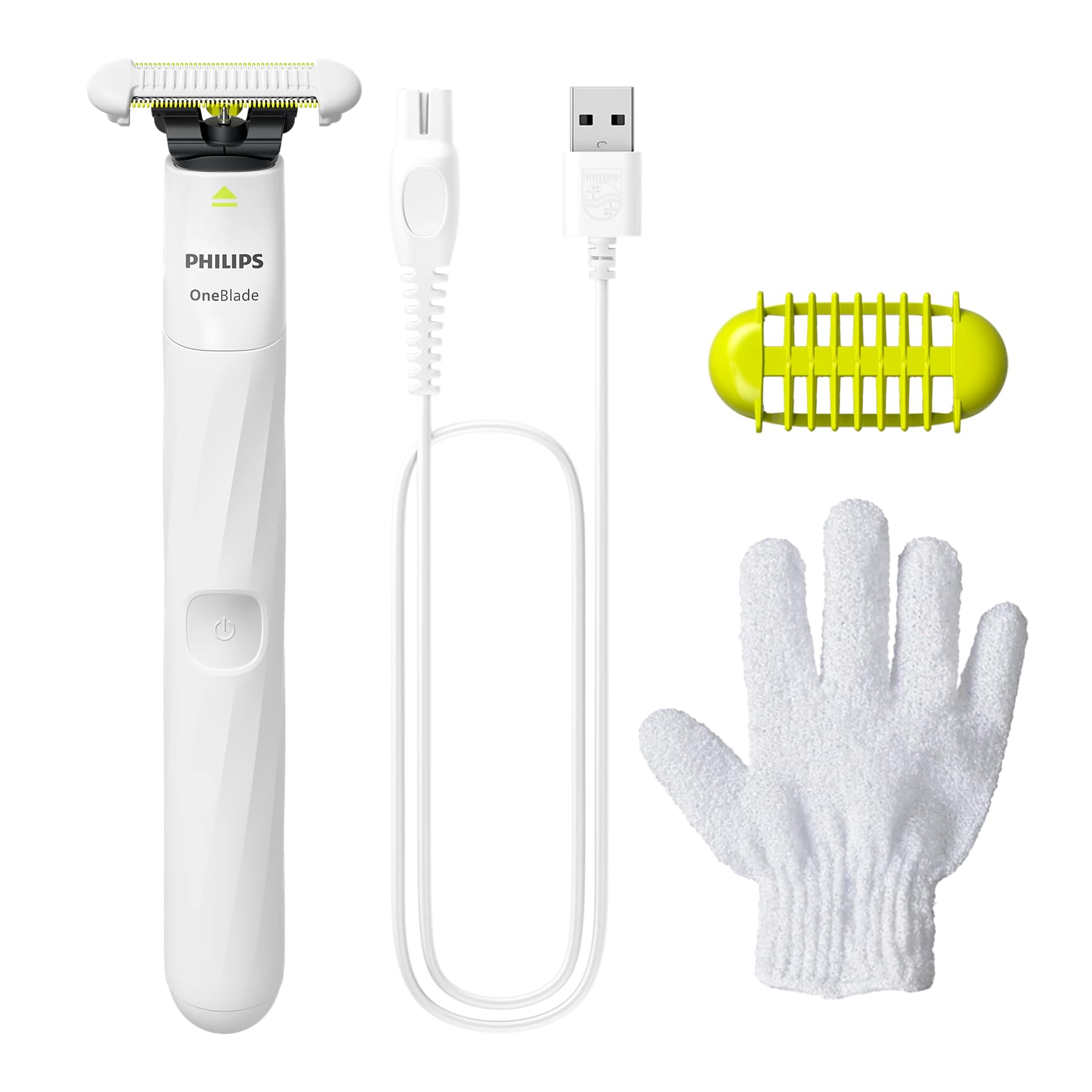 Philips OneBlade Intimrasierer mit Hautschutzklinge, wasserdicht, wiederaufladbar, Weiß