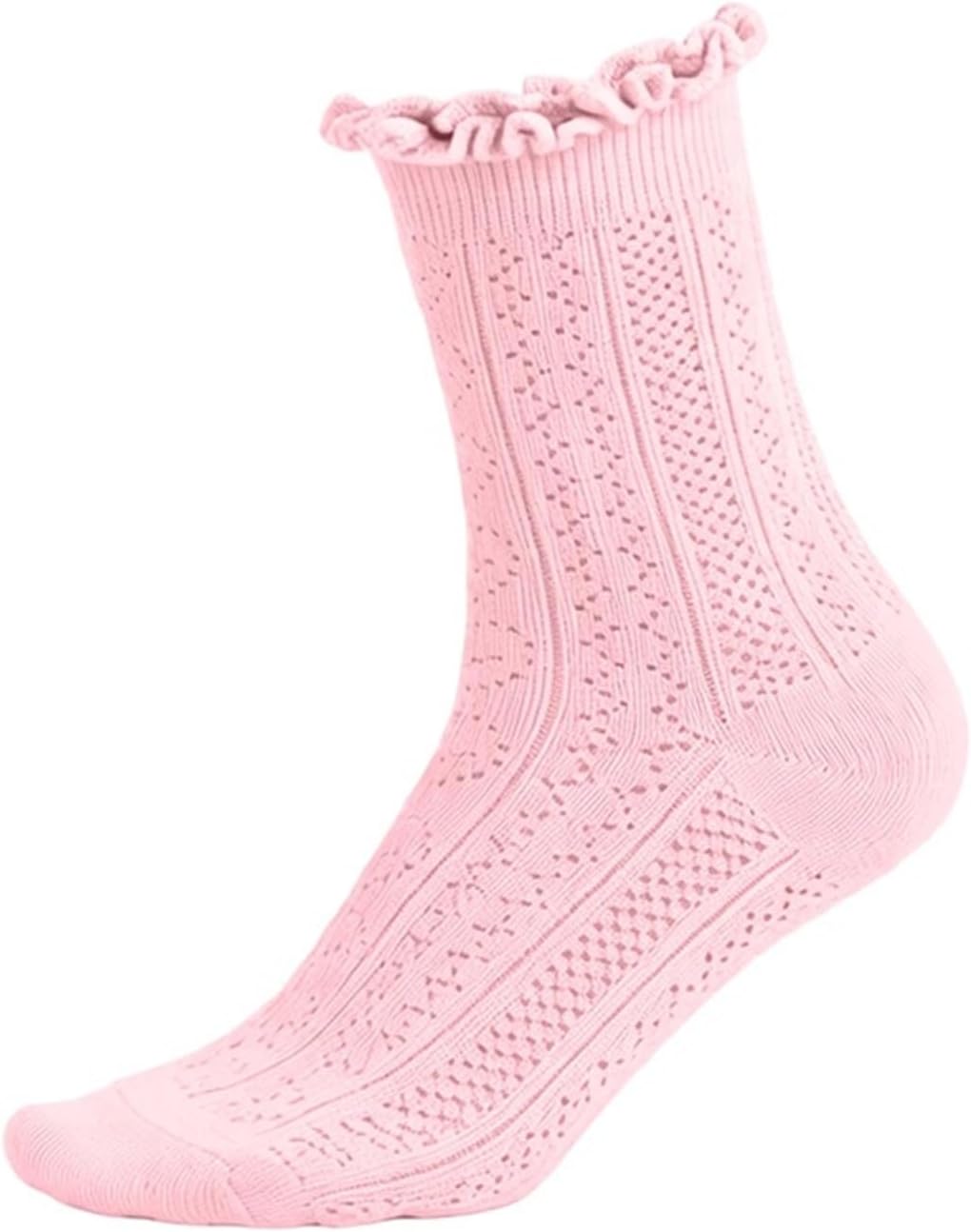 Girls Ribbed Crew Socks Plain Stretch Office Dress Socks