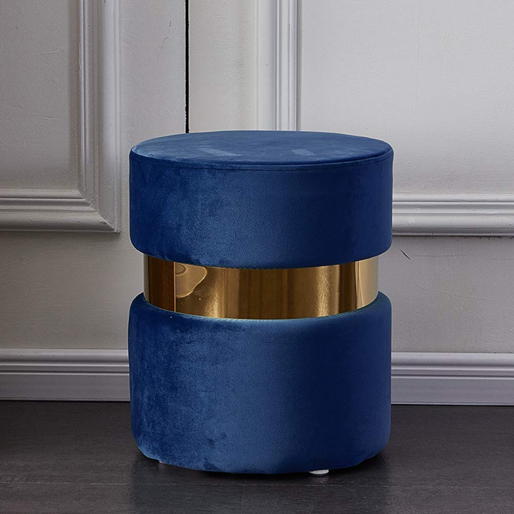 Ottoman en velours bleu marine, tabouret chic pour coiffeuse ou coin lecture