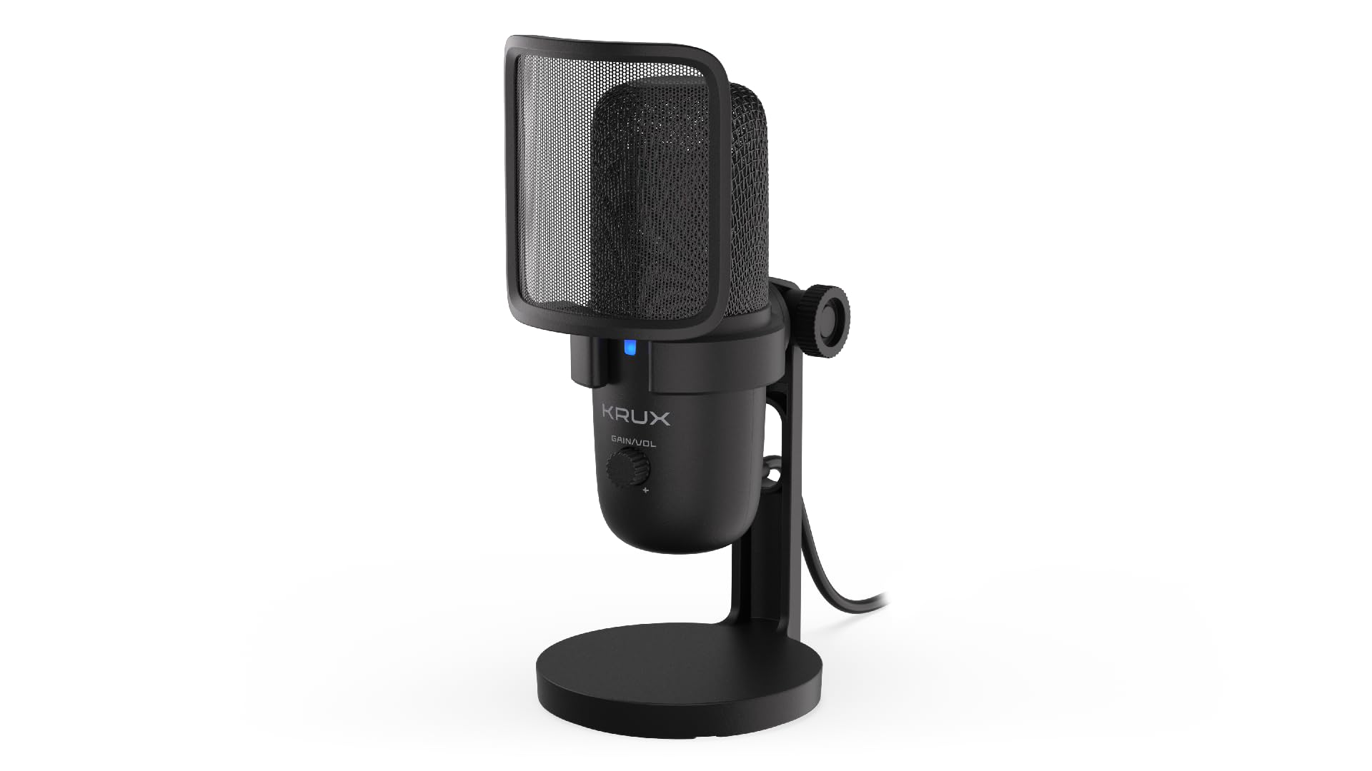 Krux Emote 2000S, Mikrofon USB typu Plug&Play, przełączanie między kardioidalną i dookólną charakterystyką kierunkową, regulacja głośności i wzmocnienia, dwa rodzaje filtrów, Mute | KRXC002