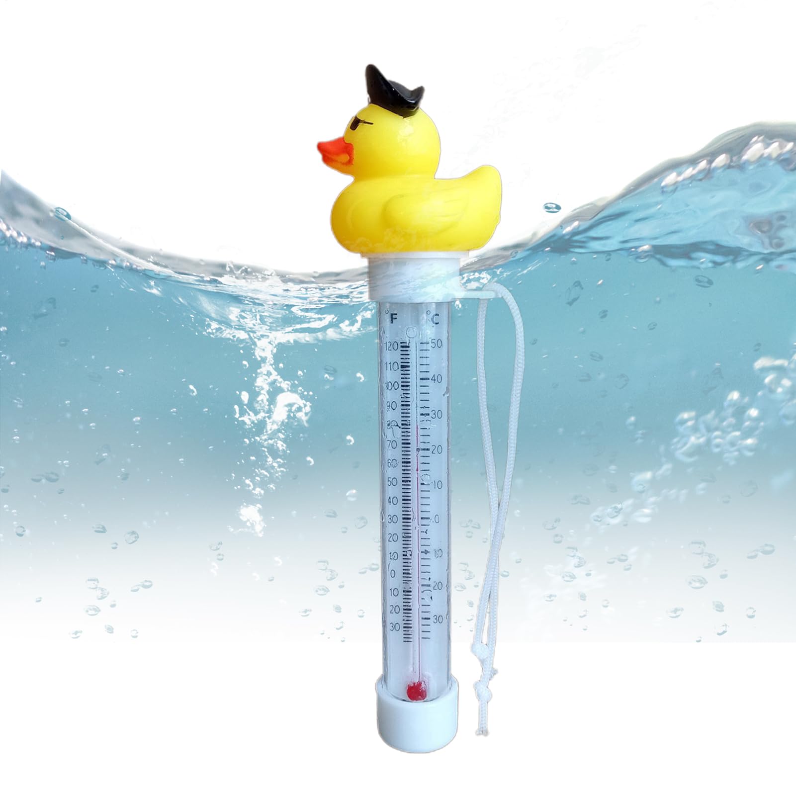 Floating Pool Temperature Gauge, Floating Thermometer For Pool, Animal Shaped Water Temperature Thermometer, Duck Easy Read Temperatures Meter With String