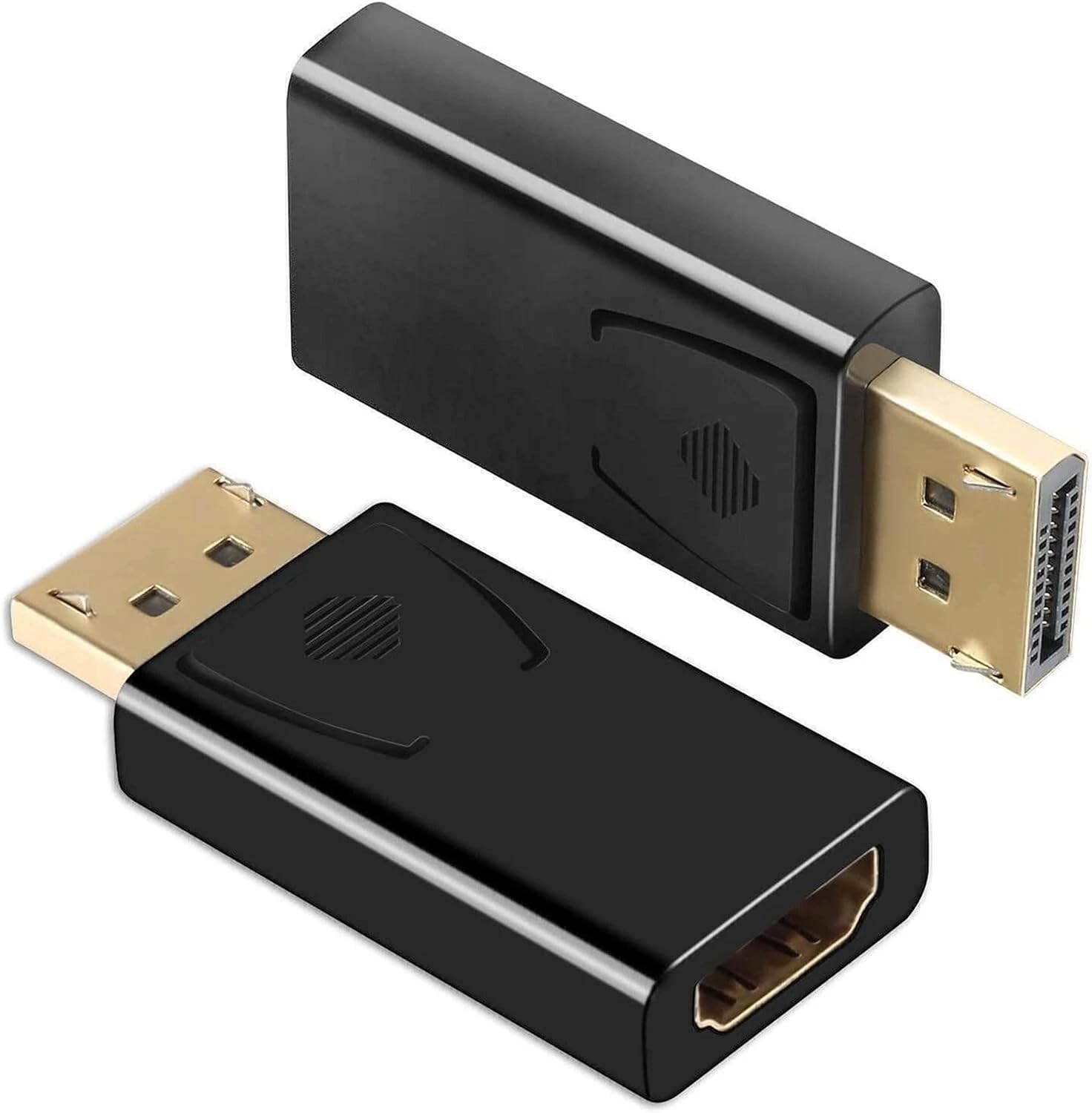 Lot de 2 adaptateurs DisplayPort vers HDMI 4K, port d'affichage unidirectionnel plaqué or, compatible avec HP, HDTV, AMD, NVIDIA, Dell, GPU, projecteur, PC, ordinateur de bureau