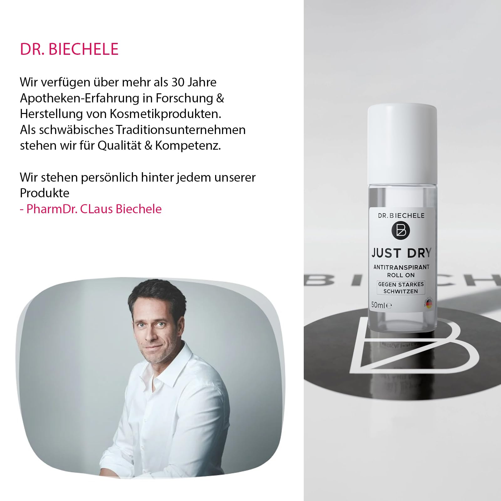 Just Dry Antitranspirant Deo gegen starkes Schwitzen I Anti Schweiß Deo für schwitzige Hände & Achselschweiß I Deoroller für Damen & Herren, Deodorant 50 ml
