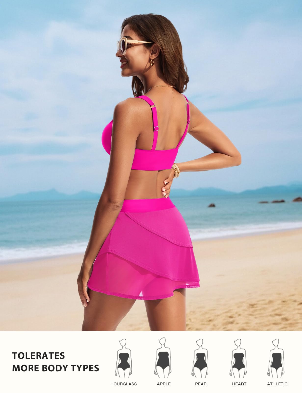 Hanna Nikole Set bikini da donna, costume da bagno da donna, costume da bagno da donna a vita alta, costume da bagno sexy a due pezzi in rete con scollo a V