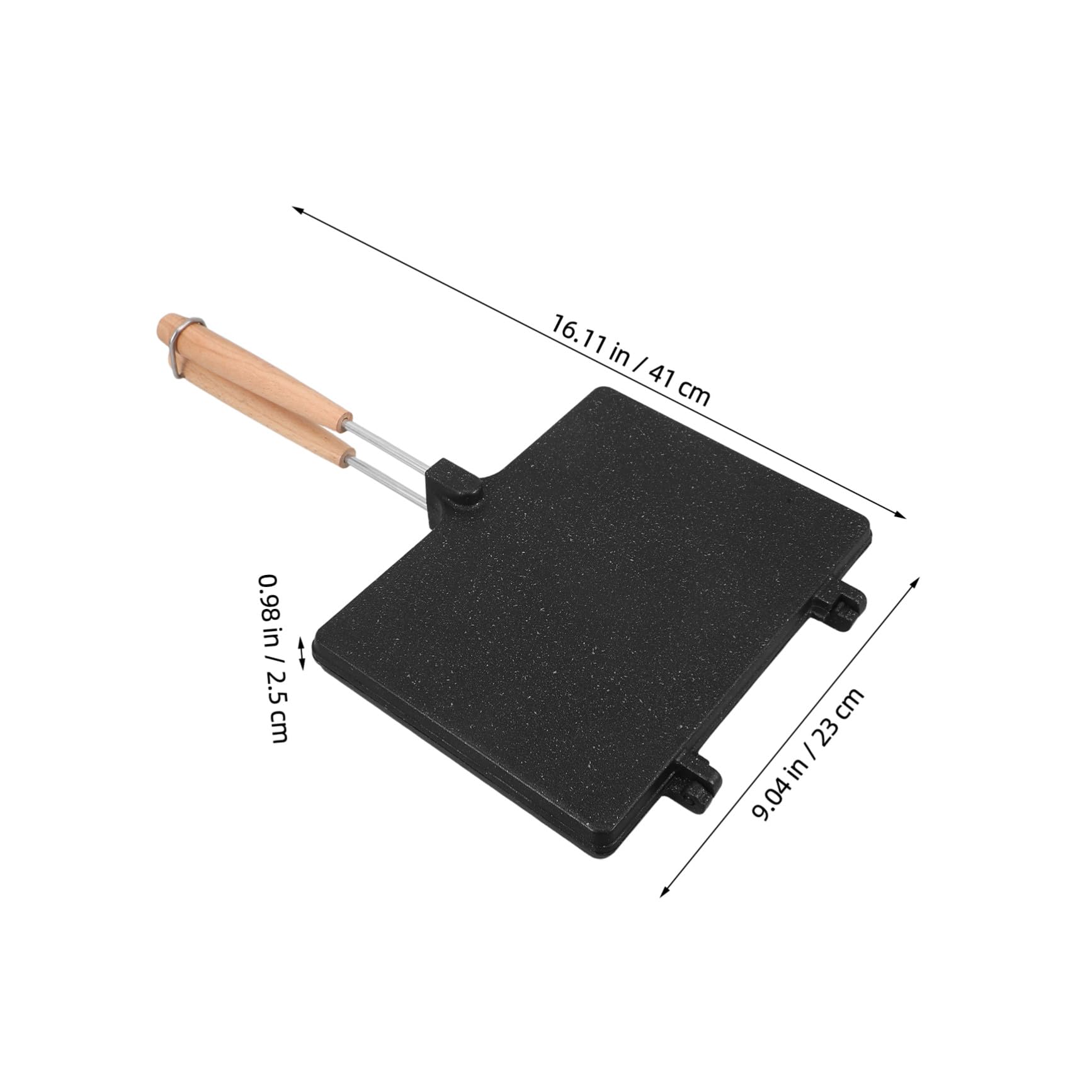 Sandwichera Plegable de Doble Cara Superficie Antiadherente y Aleación de Aluminio Ligera para Desayuno y Camping en Color Negro