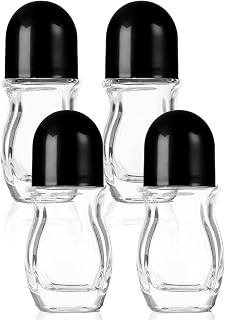 4Pcs Empty Rollerball Bottles for Oil, Refillable Perfume Glass Roller Ball Bottle Applicator
