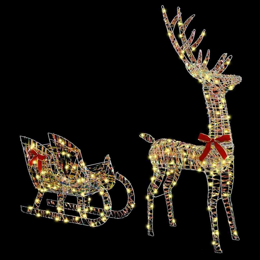 Festnight Beleuchtet Außen Led Rentier mit Schlitten 200 Led Weihnachtsfiguren Weihnachtsdeko Outdoor Figuren Garten Weihnachtsbeleuchtung Weihnachten Deko Warmweiß