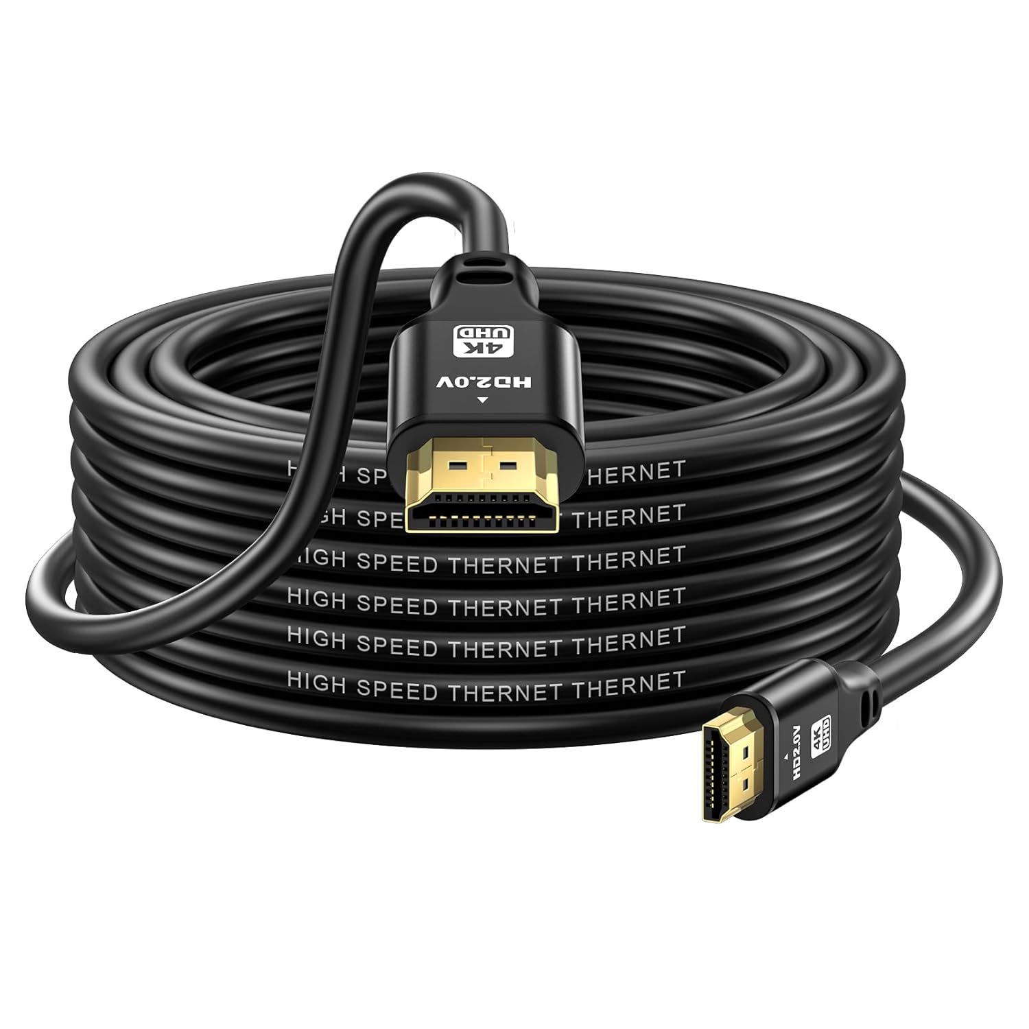 HDMI Cable 100ft, 4K@60Hz, 18Gbps High Speed HDMI 2.0 Cord, Ultra HD,Ethernet Audio Return,Video 4K,1080p,3D,Arc, HDR Compatible with Xbox,PS5/PS4,HDTV,Laptop ect(Gold)
