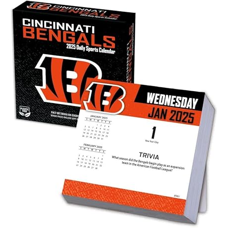 Turner Sports Cincinnati Bengals 2024 Box Calendar with Legendary Game Photos