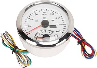 CUTULAMO Boat Speedometer, 0 To 160MPH GPS Speedometer IP67 Waterproof Fast Positioning Confirmation Stainless Steel Total Mileage Display DC9 To 32V for ATV(White Dial Silver Bezel)