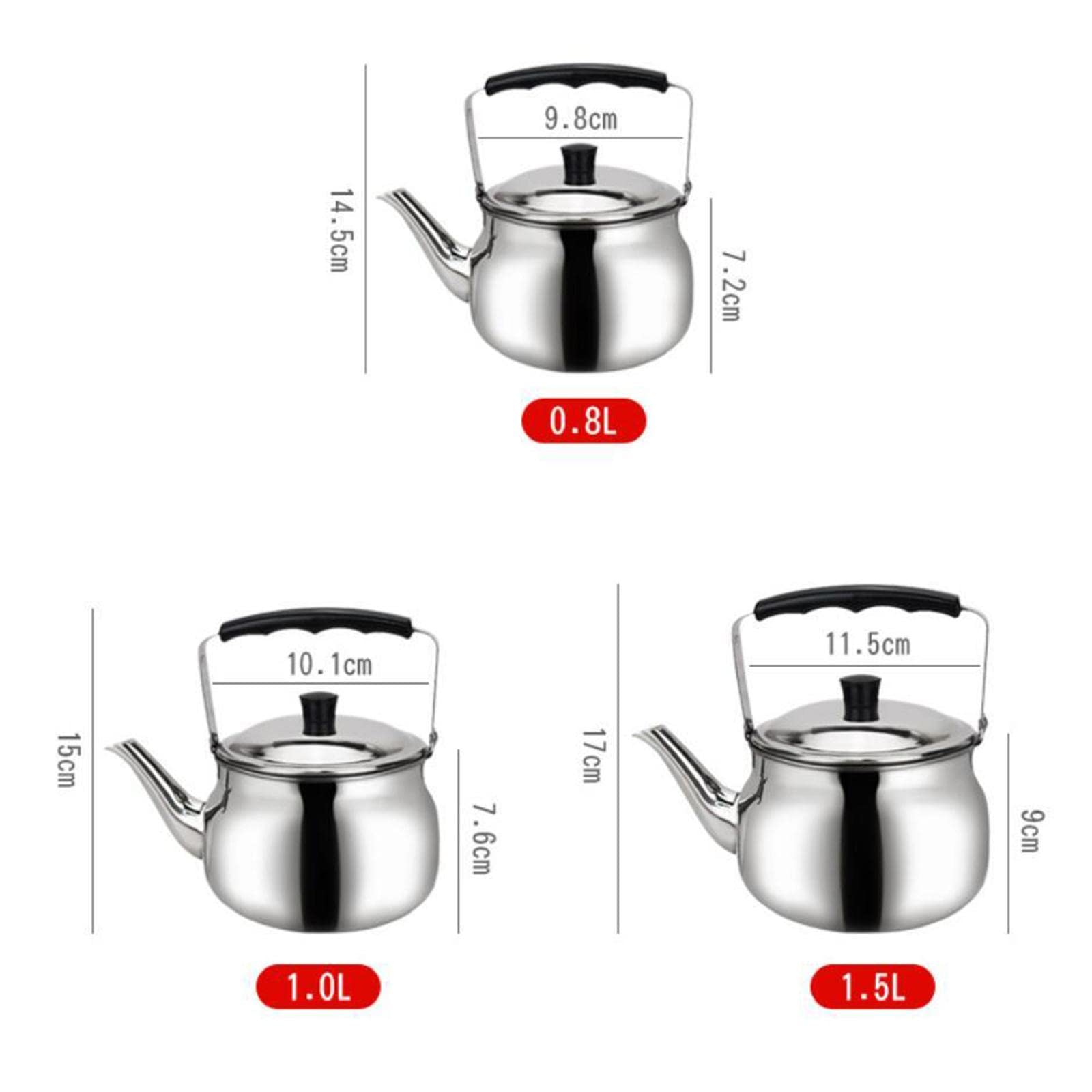Bouilloire à Thé En Inox 1,5L Sharplace - Compatible Induction, Poignée Anti-chaleur, Design élégant