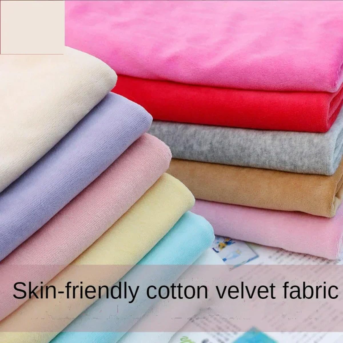 Tela Elástica De Terciopelo De Algodón Por Metros Para Ropa Vestidos Costura Liso Terciopelo De Alta Calidad Tejido De Punto Suave Agradable Para La Piel-Negro-100cmX150cm
