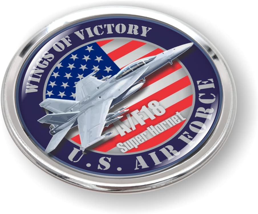 Miniatura 2 de U.S. Air Force veteran Aircraft AF-18 Super Hornet round vinyl sticker collection Wing of Victory 3D Dome Waterproof 100% UV Protected Aluminum