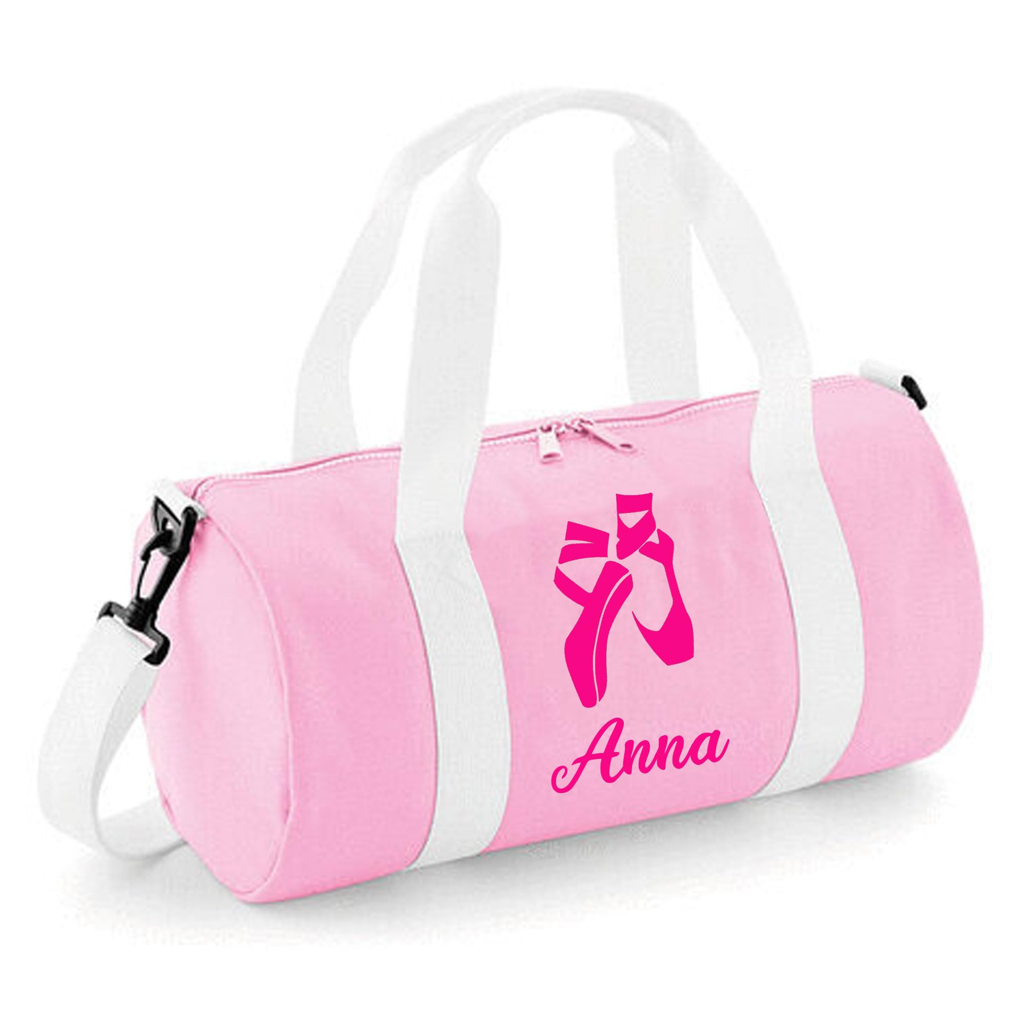Personalised Dancing Bag - Girls Dance Bags for Girls Kids Gym Bag Perfect Dancing Gifts & Sports Equipment Storage 20x20x40cm 12L Ballet Shoes Design Barrel Bag for Dancing Baby Pink