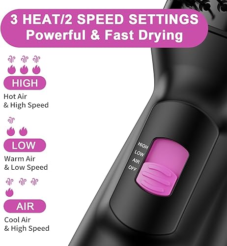 Miniatura 5 de Cepillo secador de pelo de doble voltaje con enchufe UKUE, cepillos secadores de 120 V - 240 V para viajes europeos, secador de pelo de un paso y