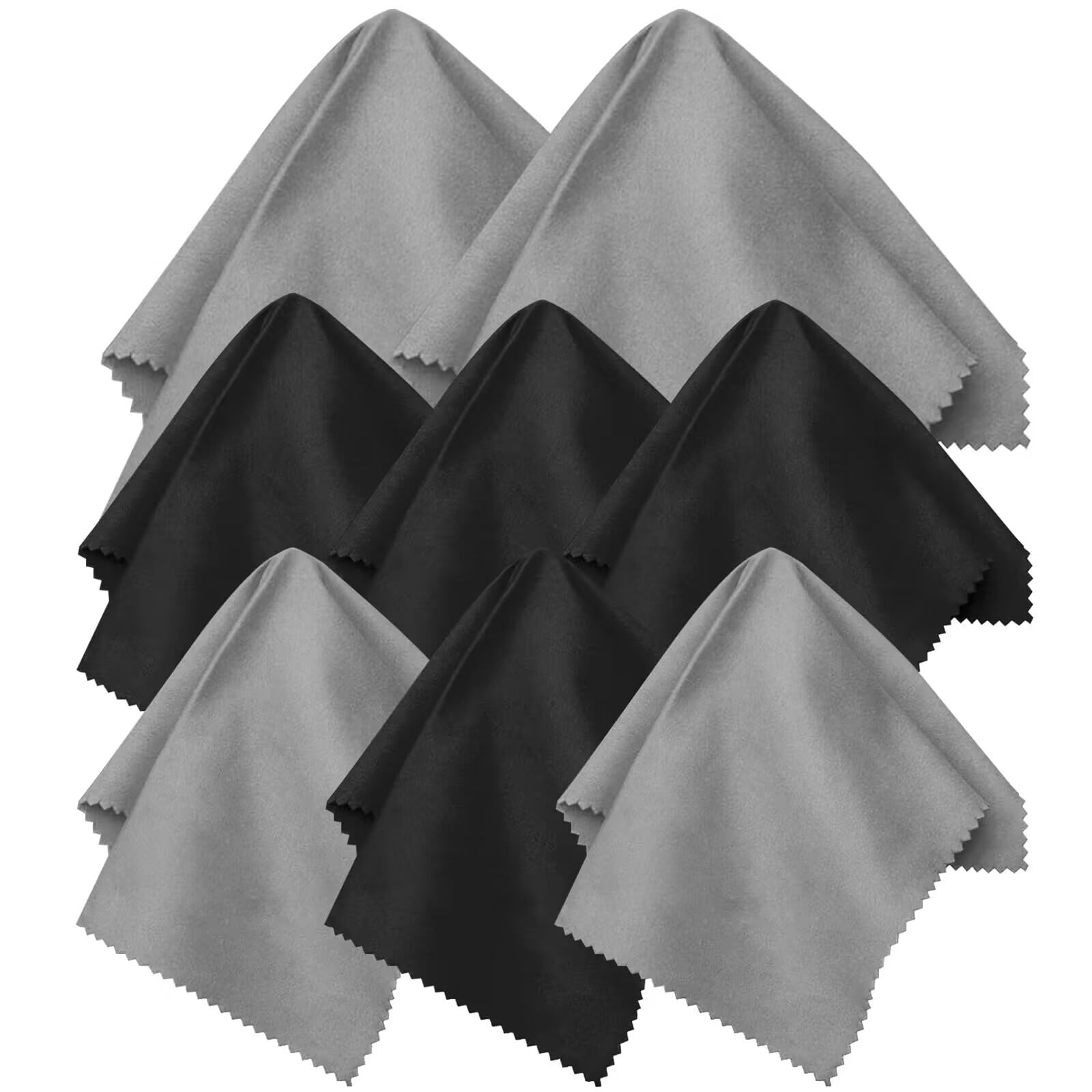 8 Piezas Paños de Limpieza de Microfibra,4 Negro y 2 Gris Paños de Limpieza(20x 20 cm),2 Gris Gafas Paño de Limpieza(30x 30 cm) para Pantalla,Lente de cámara,Tableta,Gafas