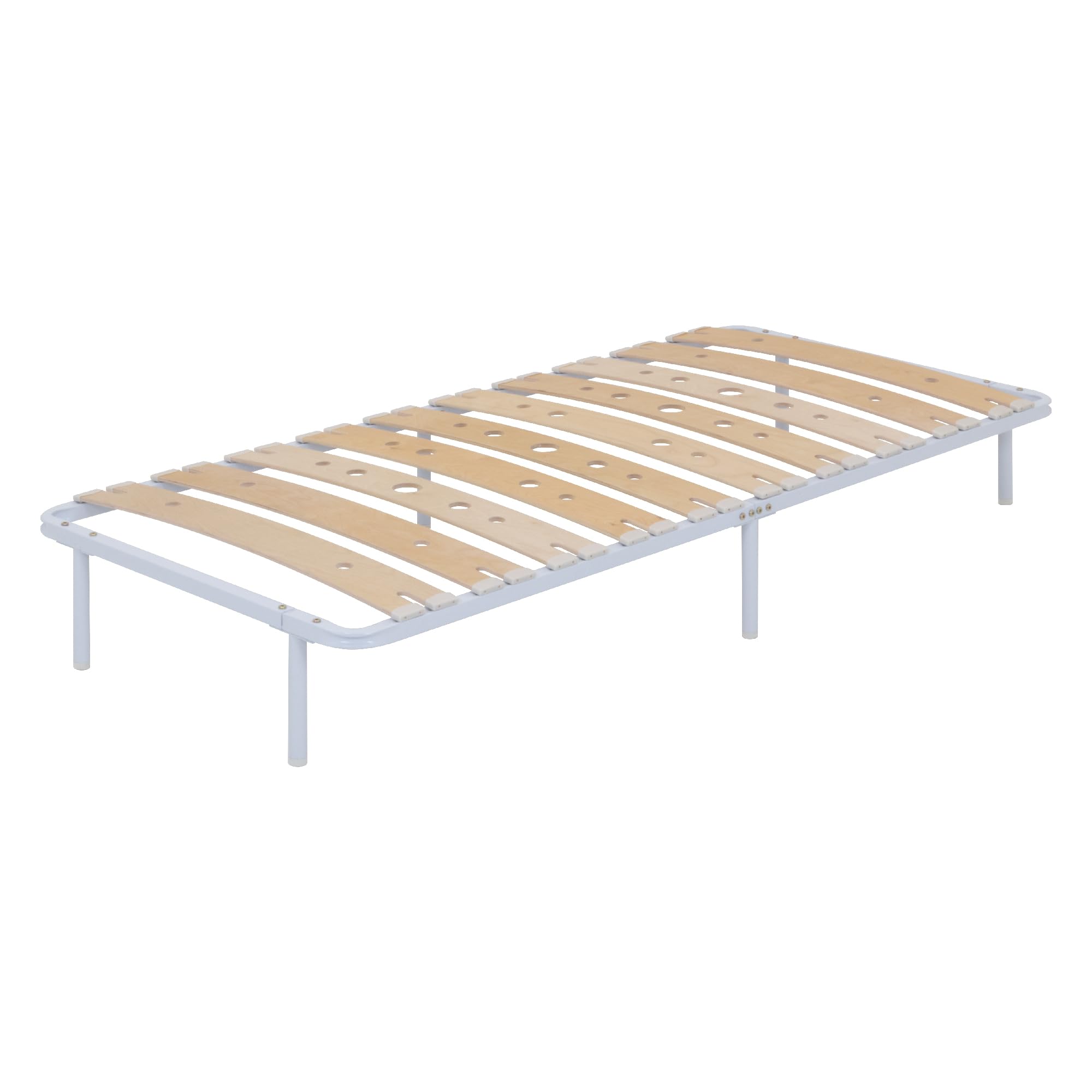 Somier Austen IF17 100x200 cm con Lamas de Madera de Abedul Amortiguadas, Estructura Metálica Blanca, Altura de 23cm con Espacio de Almacenaje Inferior