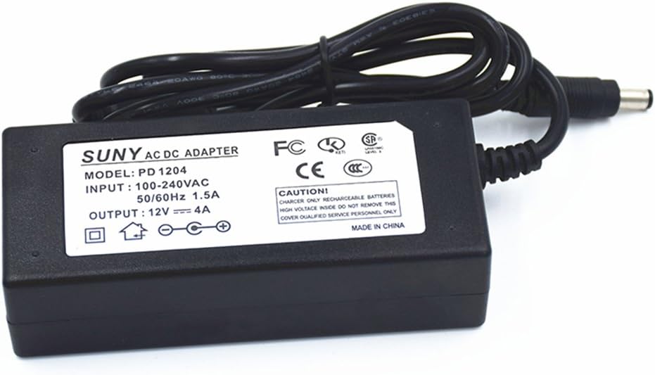 AC 100-240V to DC 12V 4A 50/60Hz Power Supply Adapter Interface 5.5x2.5mm Suitable for Security Equipment LCD LED Lighting Communications Equipment Digital Products with Power Cord