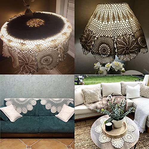 Damanni Cotton Handmade Crochet Lace Tablecloth Doilies Doily,Round,Beige,35 Inch #TOP4