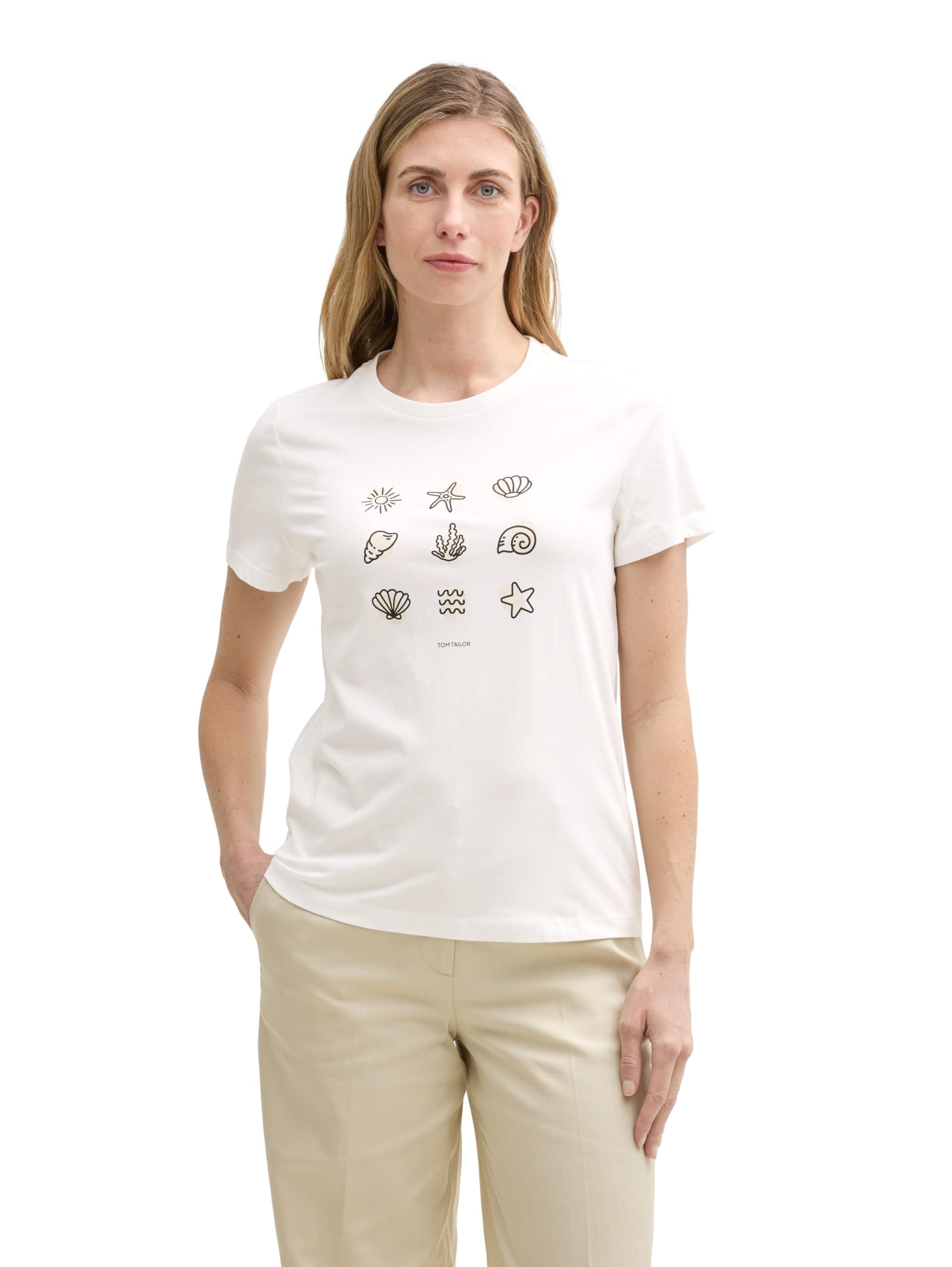 TOM TAILOR Women's T-Shirt, 10315 Whisper White, XS