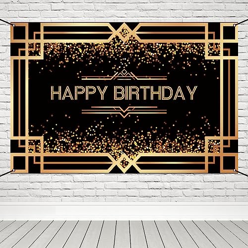 Décoration murale pour homme et femme style Gatsby avec grand format noir et dorure anniversaire