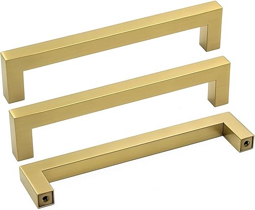 Miniatura 1 de Goldenwarm LSJ12GD128 - Manijas de latón cepillado de 5 pulgadas para armarios, tiradores de barra modernos para muebles y cajones, paquete de 5