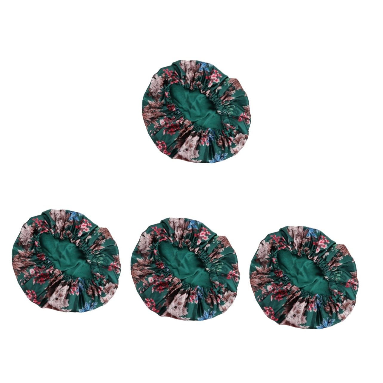 Beavorty 4piezas Gorro De Diseño Floral Para Mujer Gorro Elástico Reutilizable Para Baño y Cuidado Facial Talla Extra Color Verde Peonía