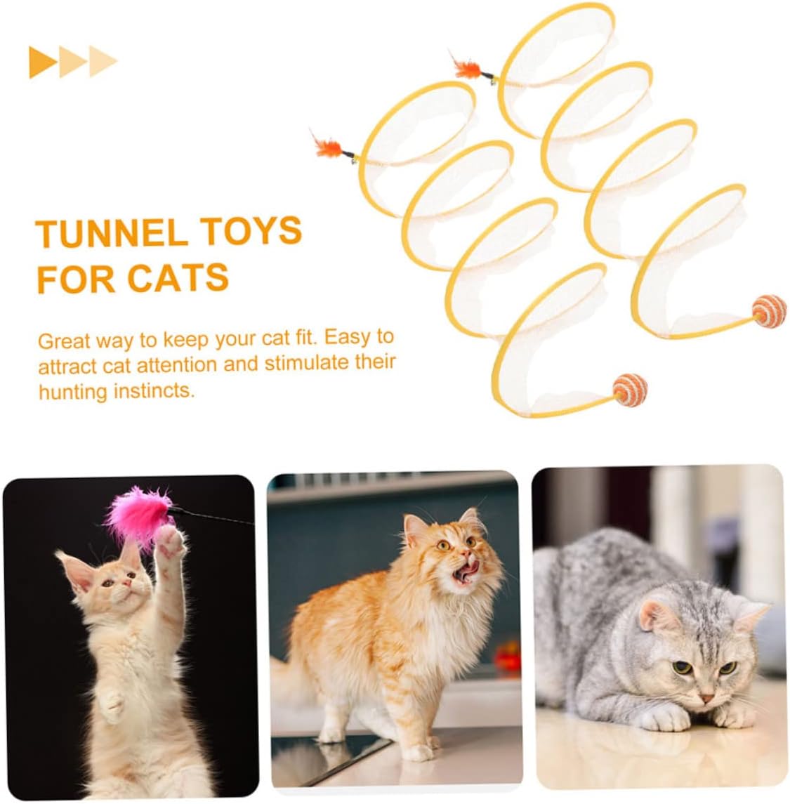 VANZACK 4pcs Interactive Cat Tunnel Toys for Indoor Cats Fun Plaything for Kittens Engaging Activity to Scratch and Explore Ball