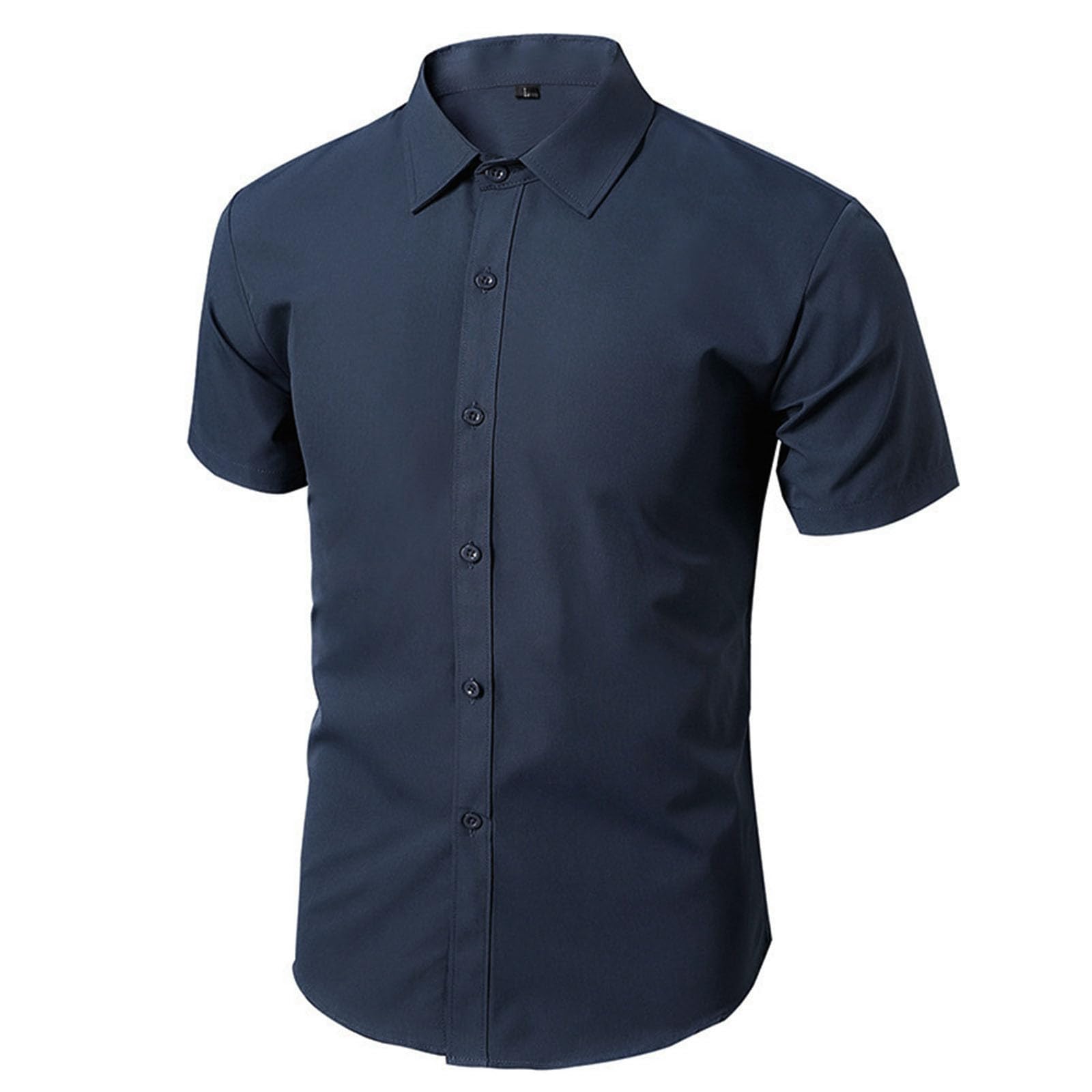 Mens Short Sleeve Dress Shirts Stretch Wrinkle Casual Button Down Shirts Regular Fit Business Wedding Formal Shirt