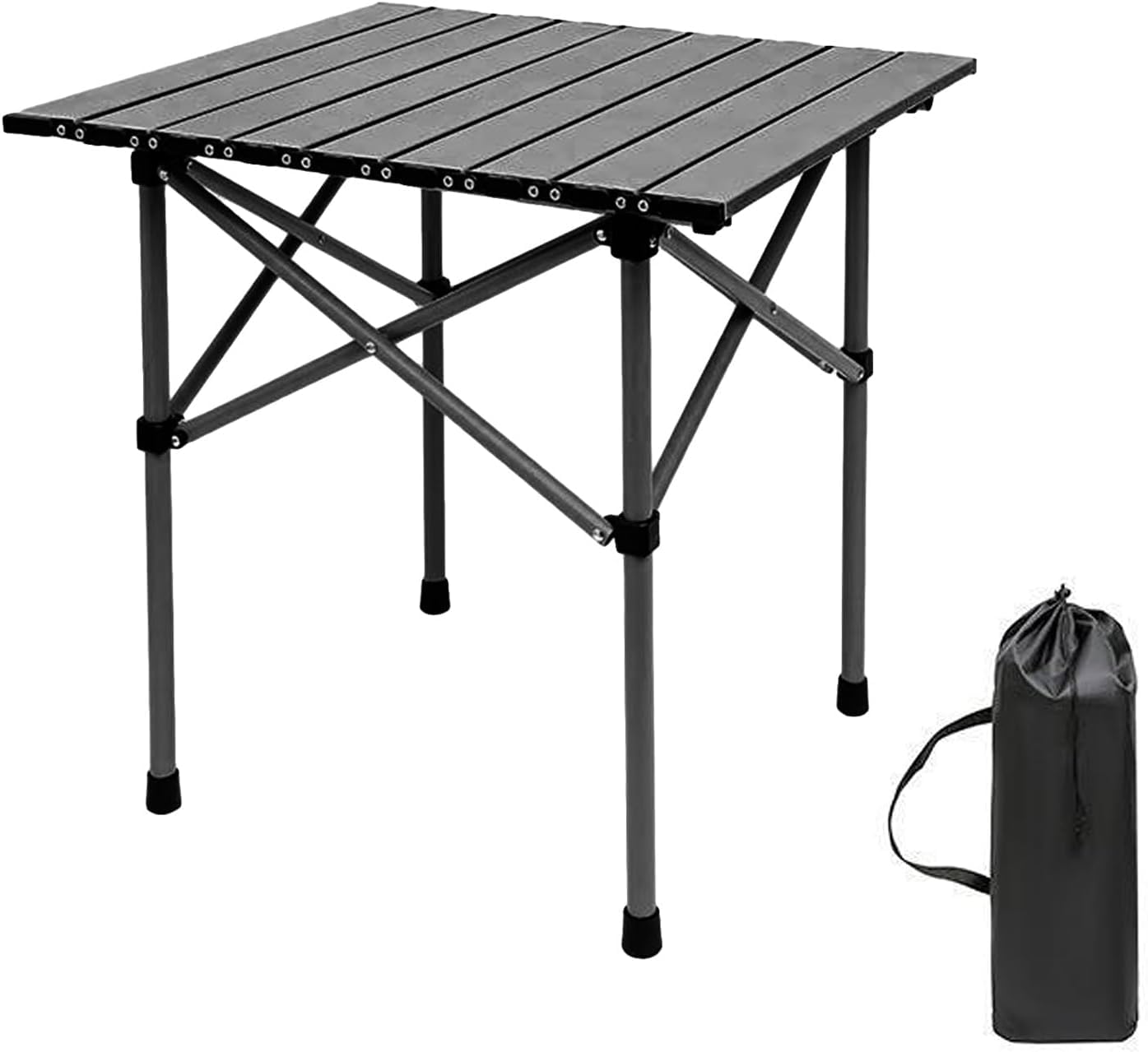 Compact Camping Table Folding Camp Side Table Portable Roll up Aluminum Table with Carry Bag Lightweight Foldable Small Camp Table for Indoor Outdoor Picnic Backyard BBQ