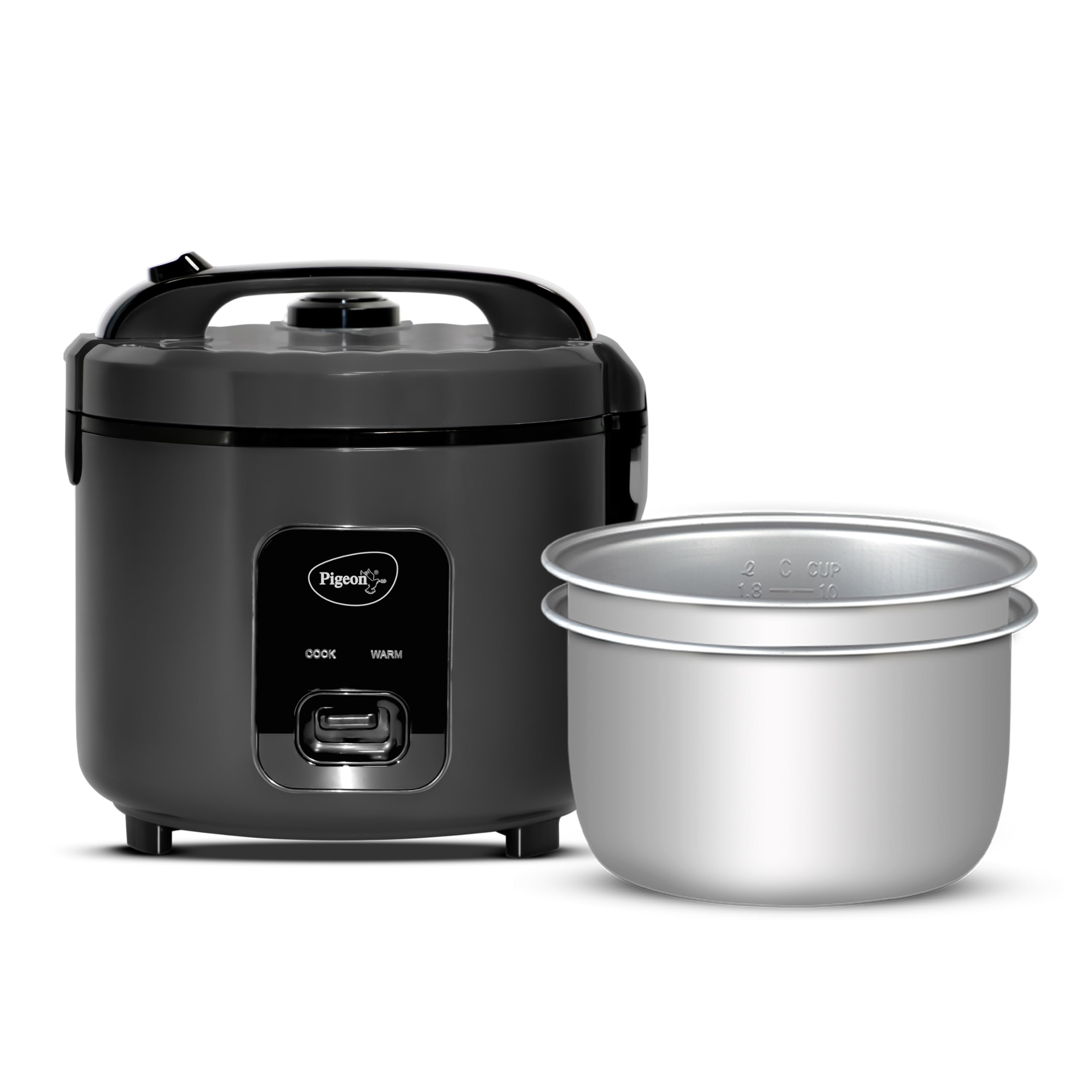 Pigeon Easy 3L Electric Rice Cooker with 2 Pots, Keep warm function, Steam basket, Spatula & Measuring cup (Grey)-image-47