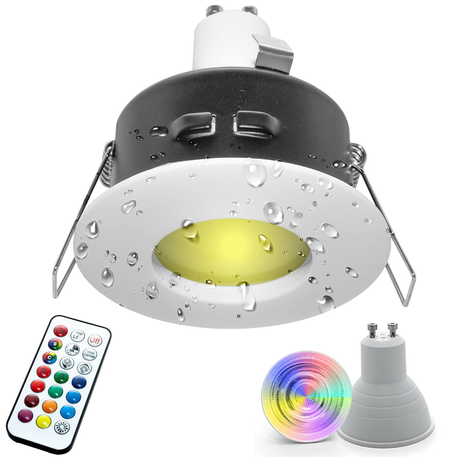Planetitaly Faretto led luce colorata doccia 10W bagno turco cromoterapia IP65 GU10 RGB 230V (Bianco)